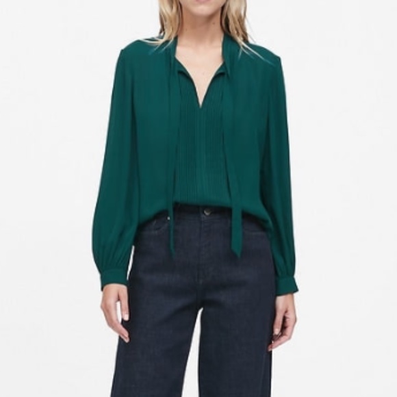 Banana Republic Tie-Neck Tuxedo Blouse - Picture 1 of 4